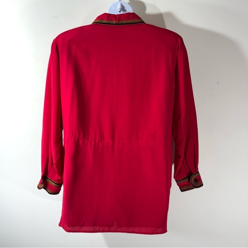 Vintage BOB MACKIE Wearable Art SILK Red and Black Embroidered Jacket - Picture 4 of 10
